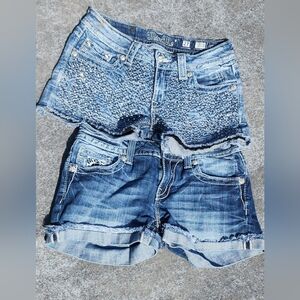2 Miss Me Crochet & Bedazzled Jean Shorts Sz 27&28